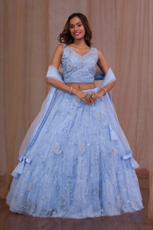 Mirrorwork Net Readymade Lehenga
