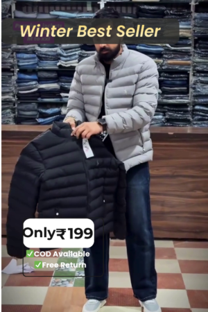 Men Lightweight Puffer Winter Jacket for Daily Wear with Warm Padding