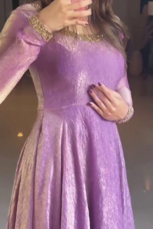 Women Lavender Shimmery Anarkali Gown for Festive and Party Wear