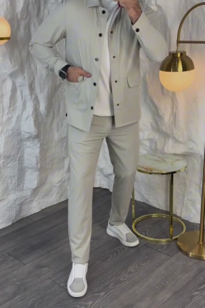 Men Solid Premium Casual Jacket with Matching Pants for Smart Daily and Party Wear