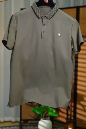 Men Olive Green Polo T-Shirt with Designer Collar for Casual and Smart Wear