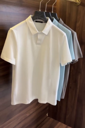 Men Solid Color Polo T-Shirts with Collar for Daily Wear and Smart Casual Look