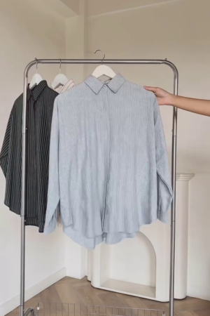 Men Light Blue Vertical Striped Full Sleeve Shirt for Casual, Office and Daily Wear