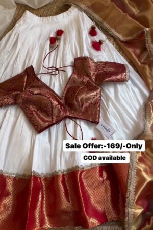 Banarasi Border White Lehenga Choli For Festive Wear