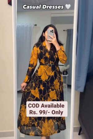 Beautiful Trendy Flower Printed Power Net Black Gowns on Sale