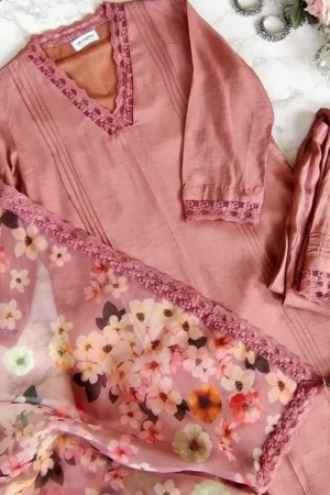 Women’s Solid Kurta Set with Floral Printed Dupatta for Everyday and Festive Wear