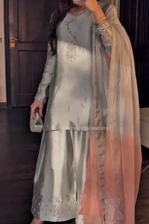 Women’s Elegant Embroidered Kurta Pant Set with Dupatta for Festive and Party Wear